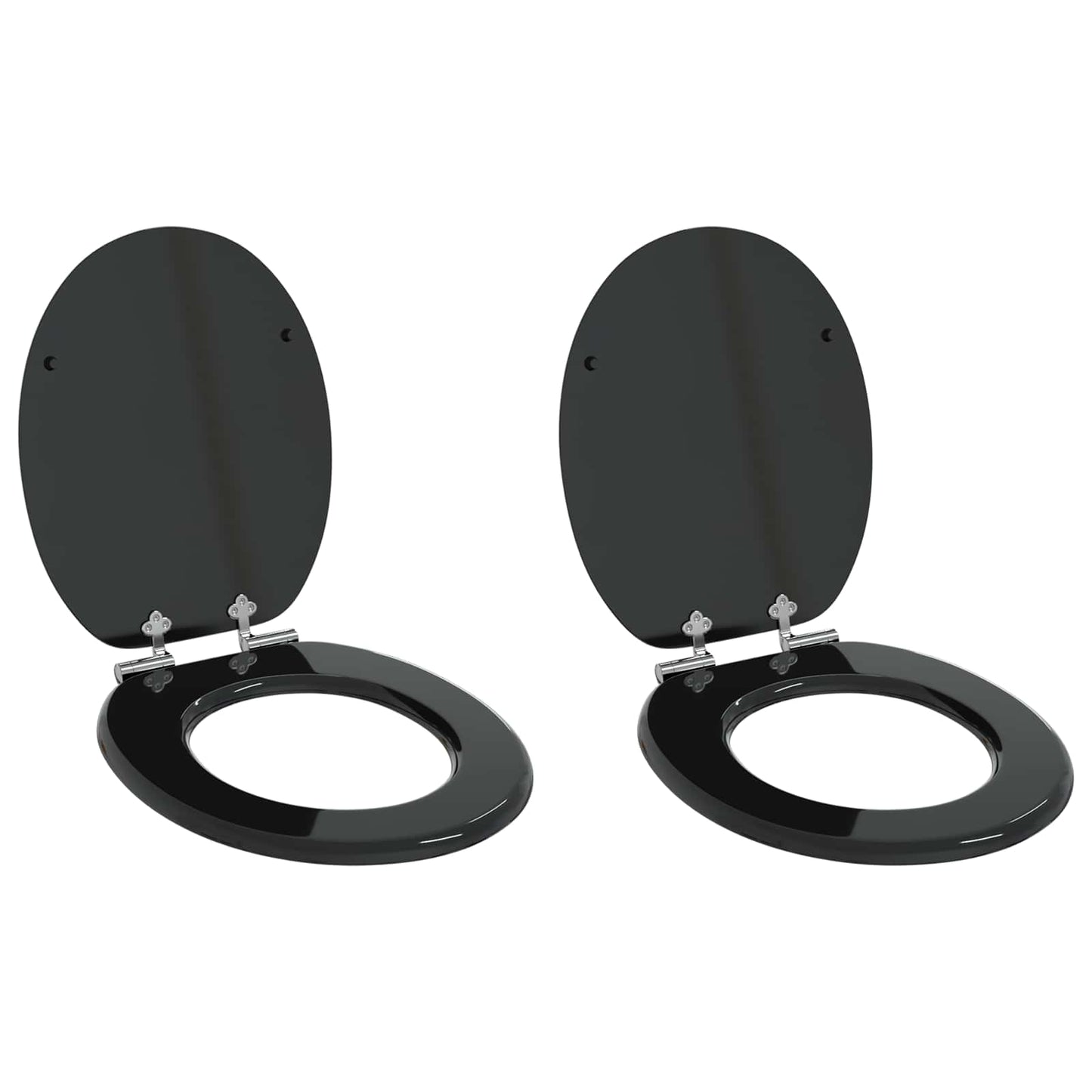 Soft-Close Toilet Seat 2 pcs Schwarz 44 x 38 cm MDF-Platte