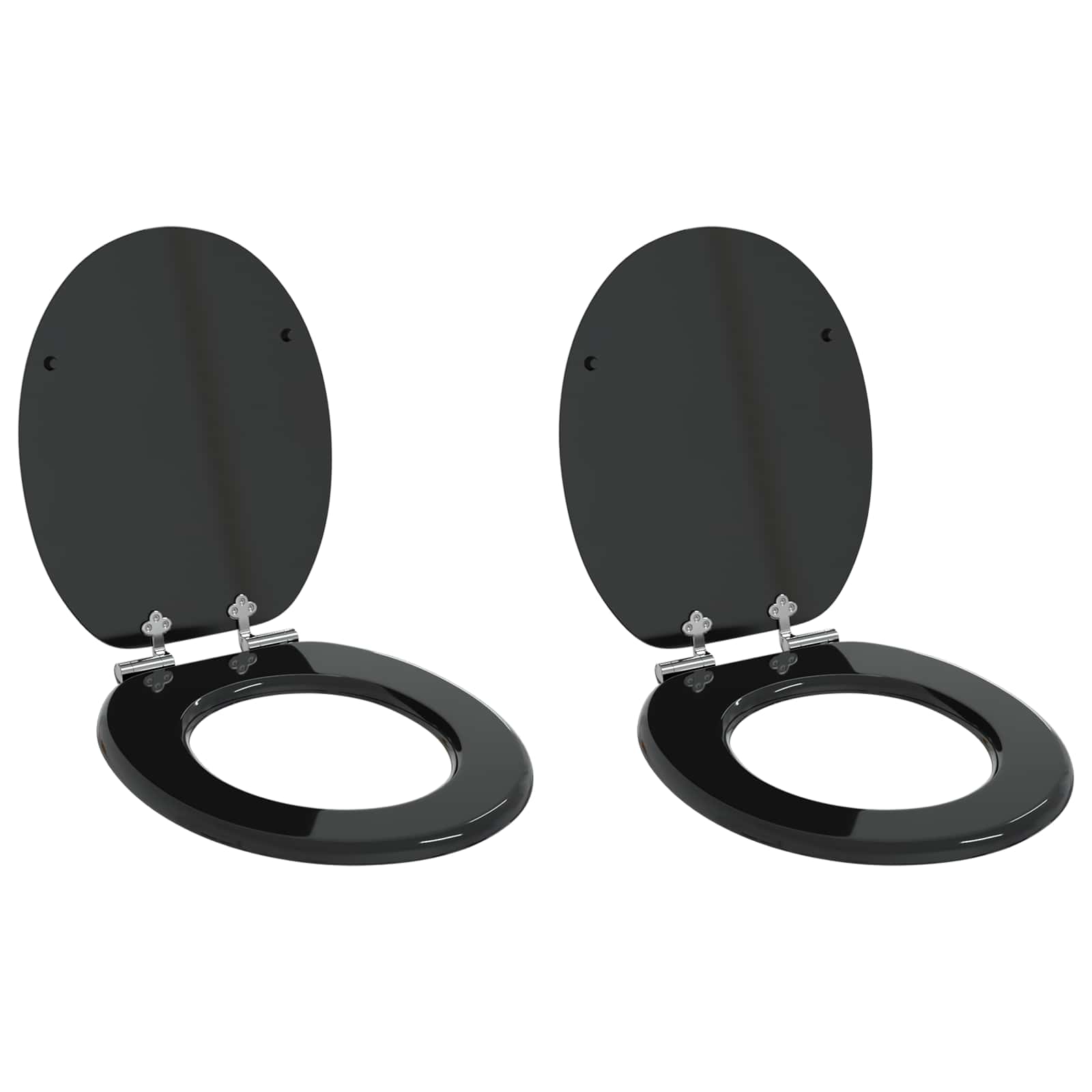 Soft-Close Toilet Seat 2 pcs Schwarz 44 x 38 cm MDF-Platte