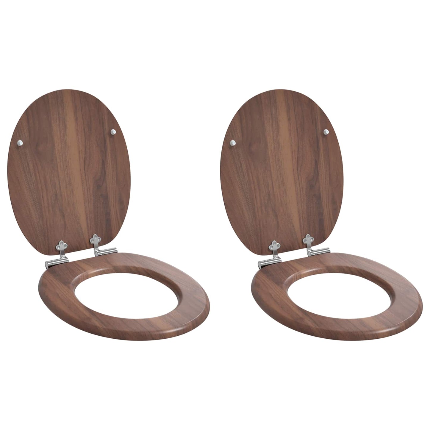 Soft-Close Toilet Seat 2 pcs Braun 44 x 38 cm MDF-Platte
