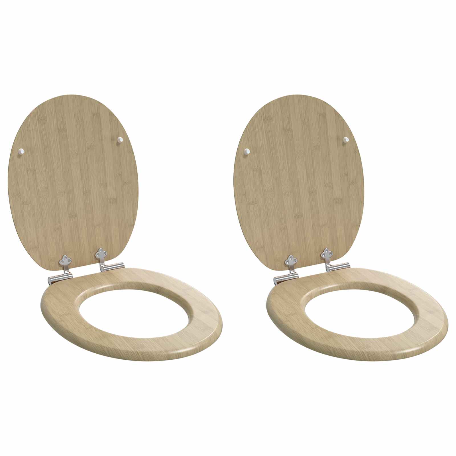 Soft-Close Toilet Seat 2 pcs Heller Bambusfarbton 44 x 38 cm