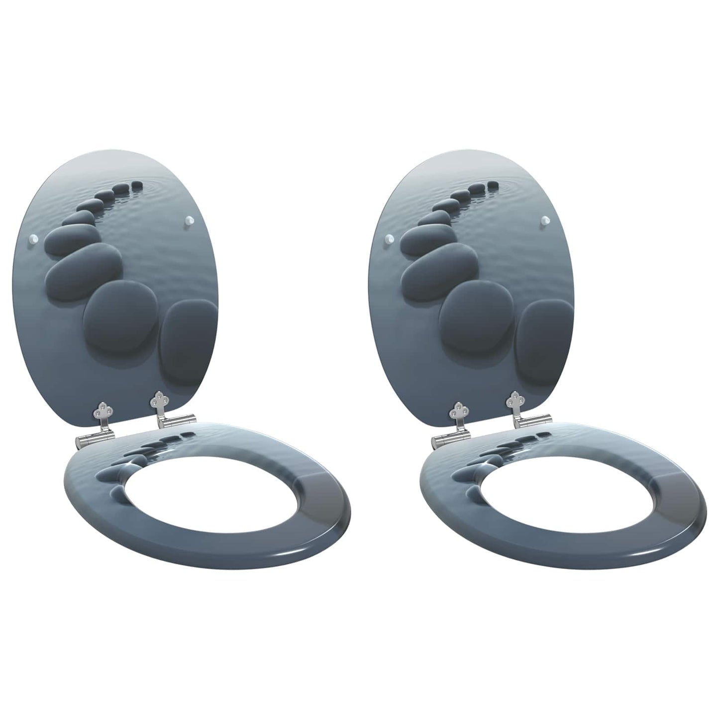 Soft-Close Toilet Seat 2 pcs Grau 44 x 38 cm MDF-Platte