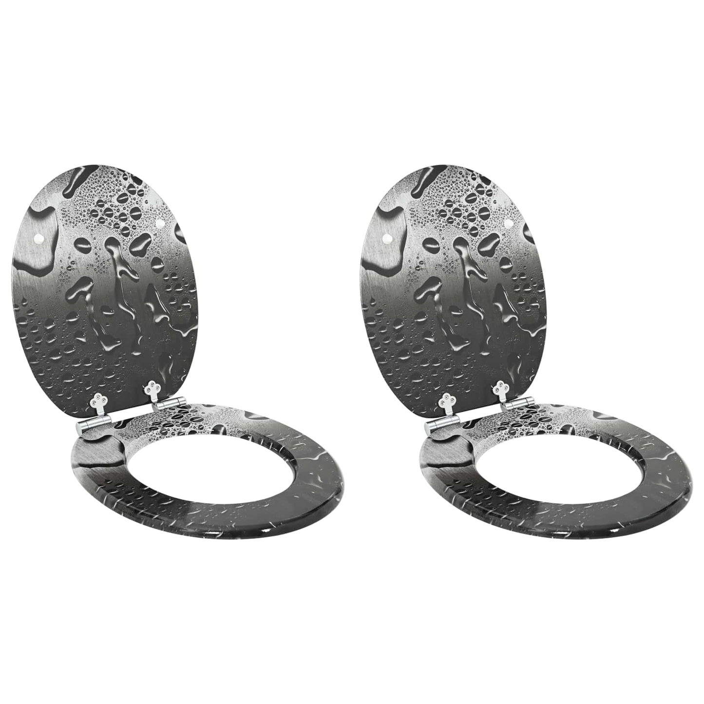 Soft-Close Toilet Seat 2 pcs Grau 44 x 38 cm MDF-Platte