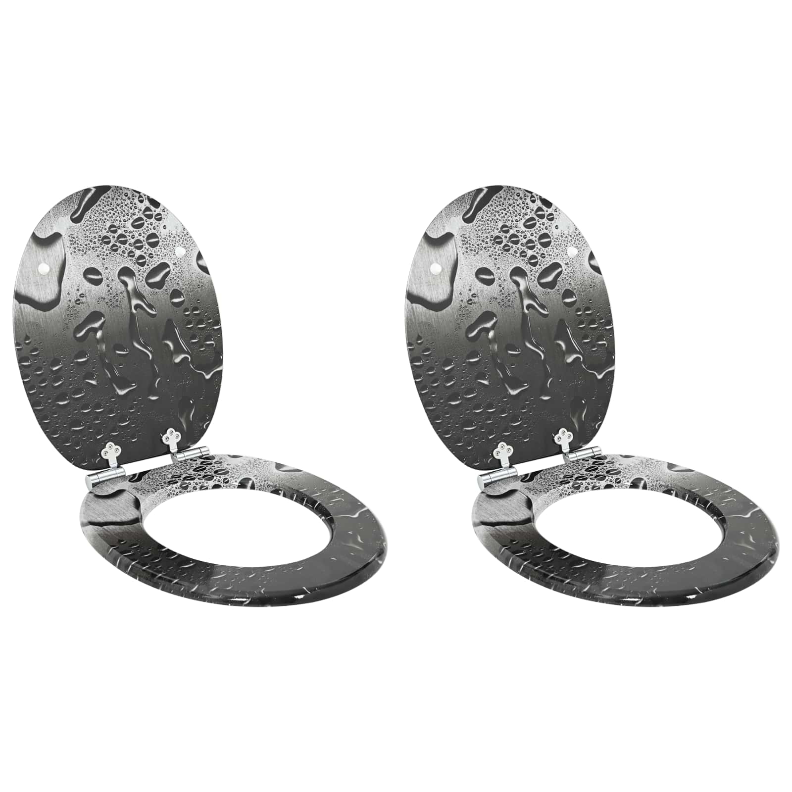 Soft-Close Toilet Seat 2 pcs Grau 44 x 38 cm MDF-Platte