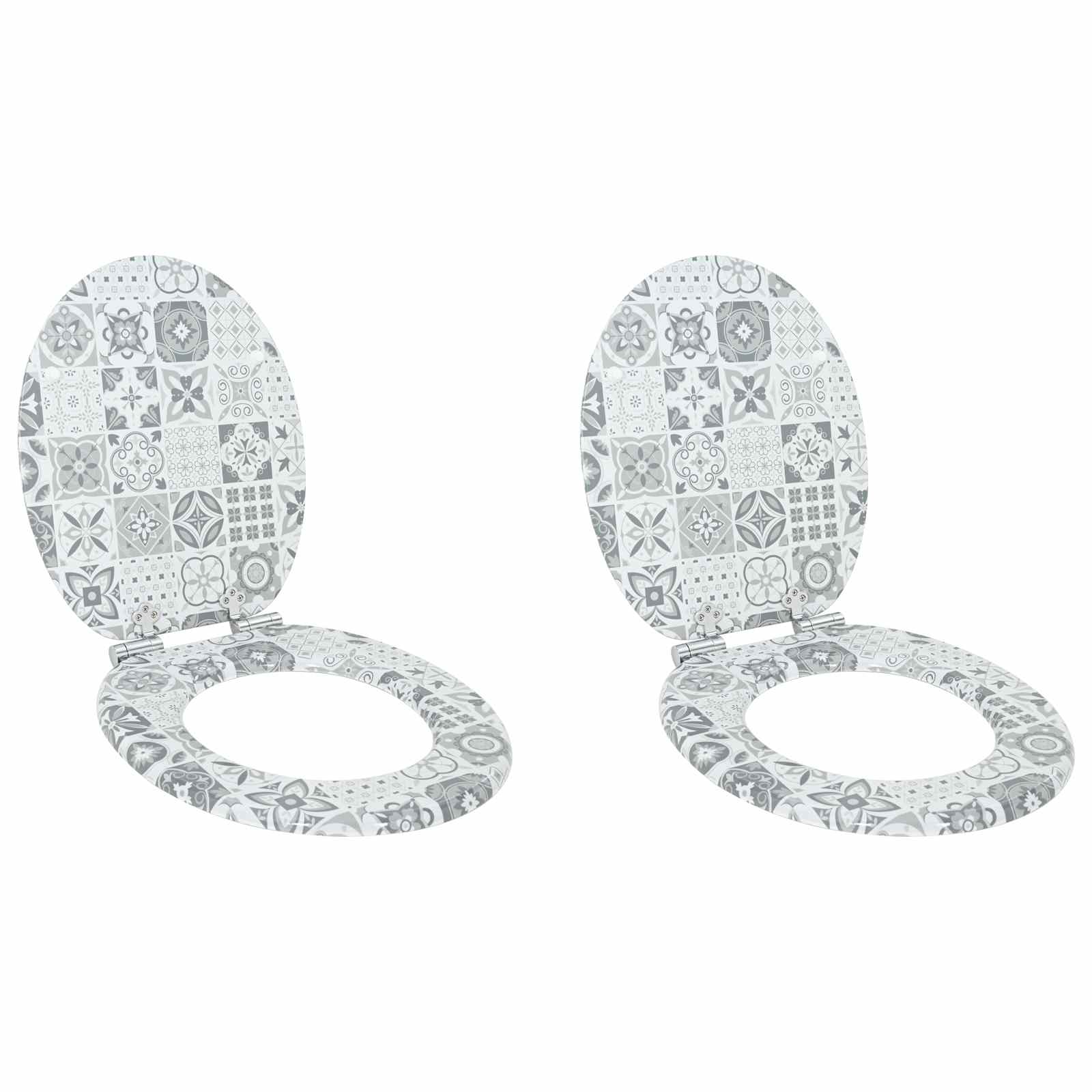 Soft-Close Toilet Seat 2 pcs Blau und Weiß Porzellan 44 x 38 cm