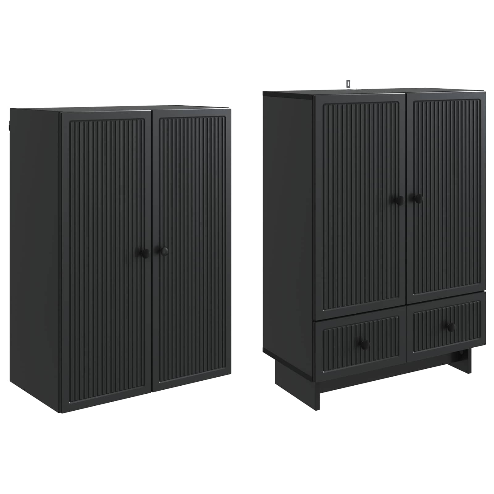 Schrankset 2 pcs Schwarz 66 x 34,5 x 95 cm Holzwerkstoff