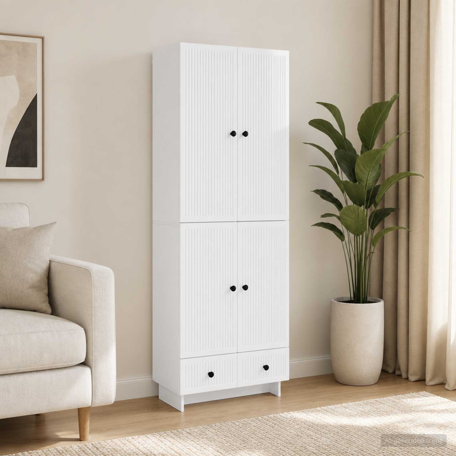 Schrankset 2 pcs Hochglanz Weiß 66 x 34,5 x 95 cm Holzwerkstoff