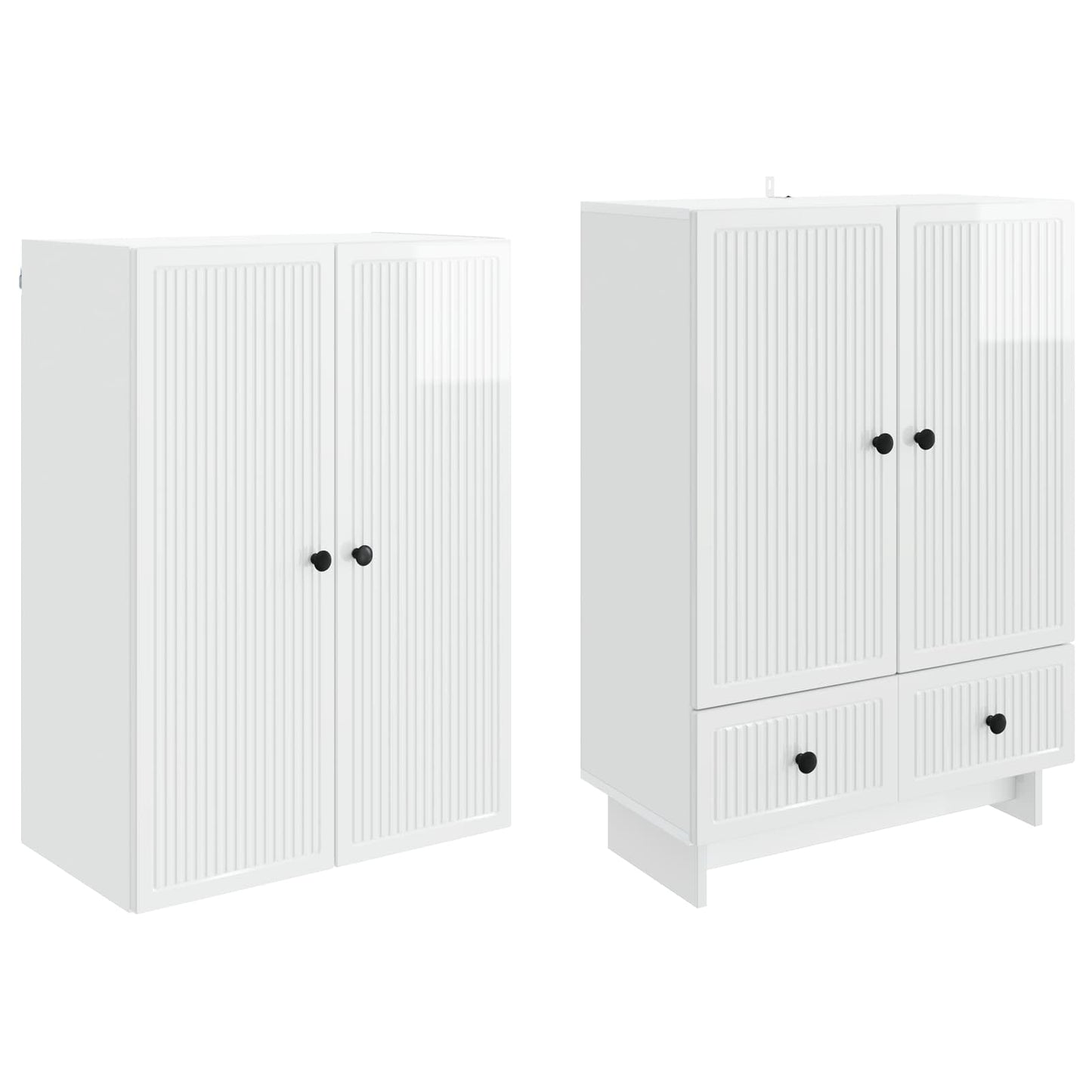 Schrankset 2 pcs Hochglanz Weiß 66 x 34,5 x 95 cm Holzwerkstoff