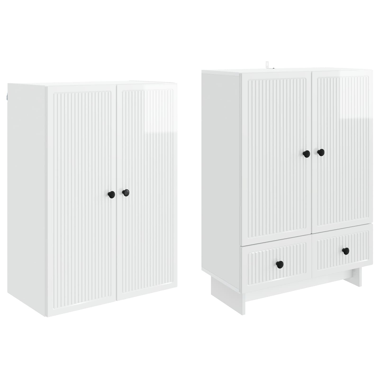 Schrankset 2 pcs Hochglanz Weiß 66 x 34,5 x 95 cm Holzwerkstoff
