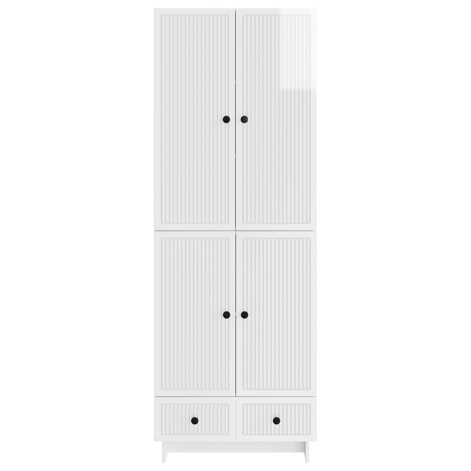 Schrankset 2 pcs Hochglanz Weiß 66 x 34,5 x 95 cm Holzwerkstoff