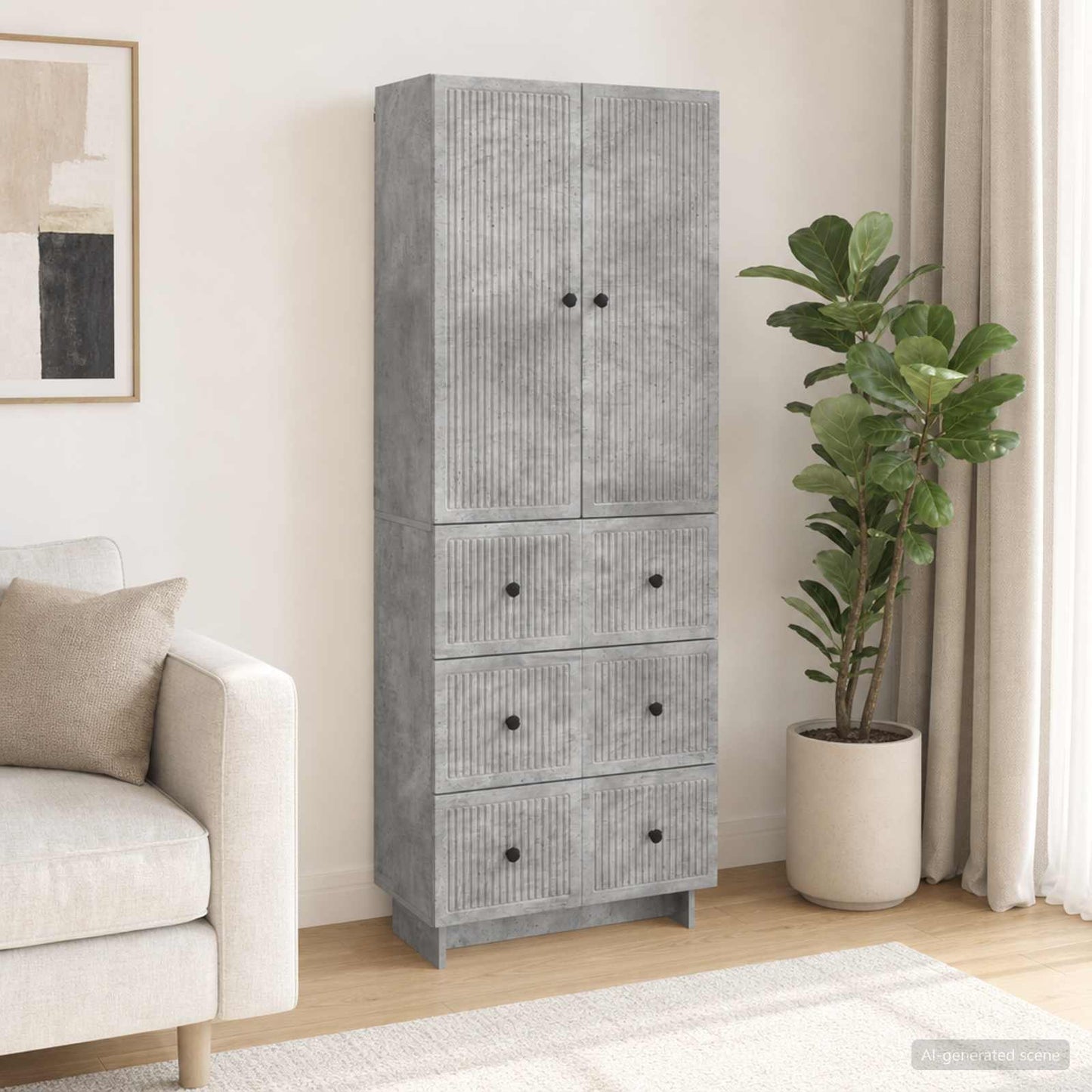 Schrankset 2 pcs Betongrau 66 x 34,5 x 90 cm Holzwerkstoff
