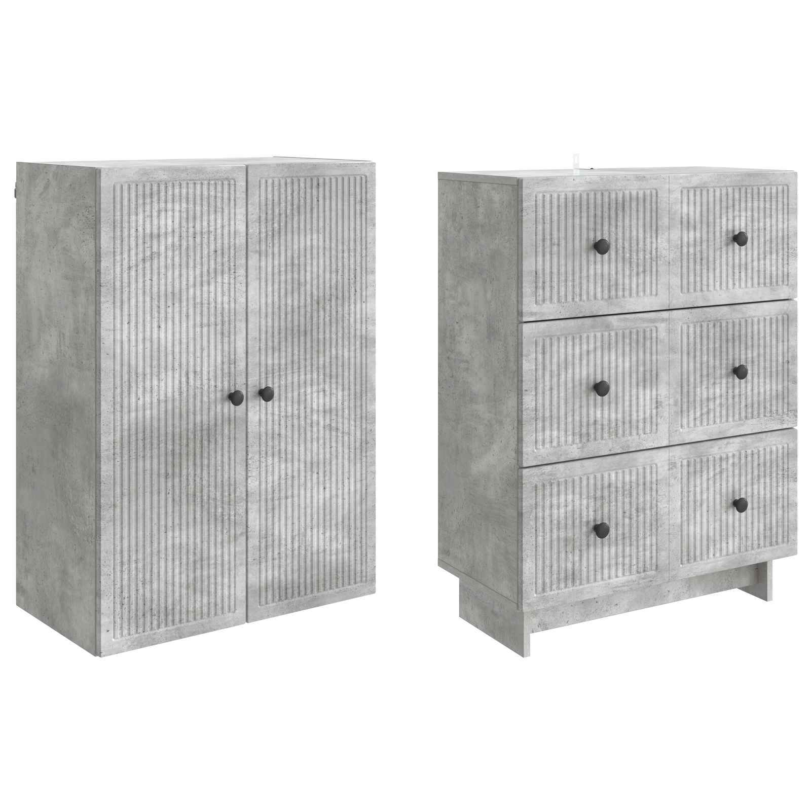 Schrankset 2 pcs Betongrau 66 x 34,5 x 90 cm Holzwerkstoff