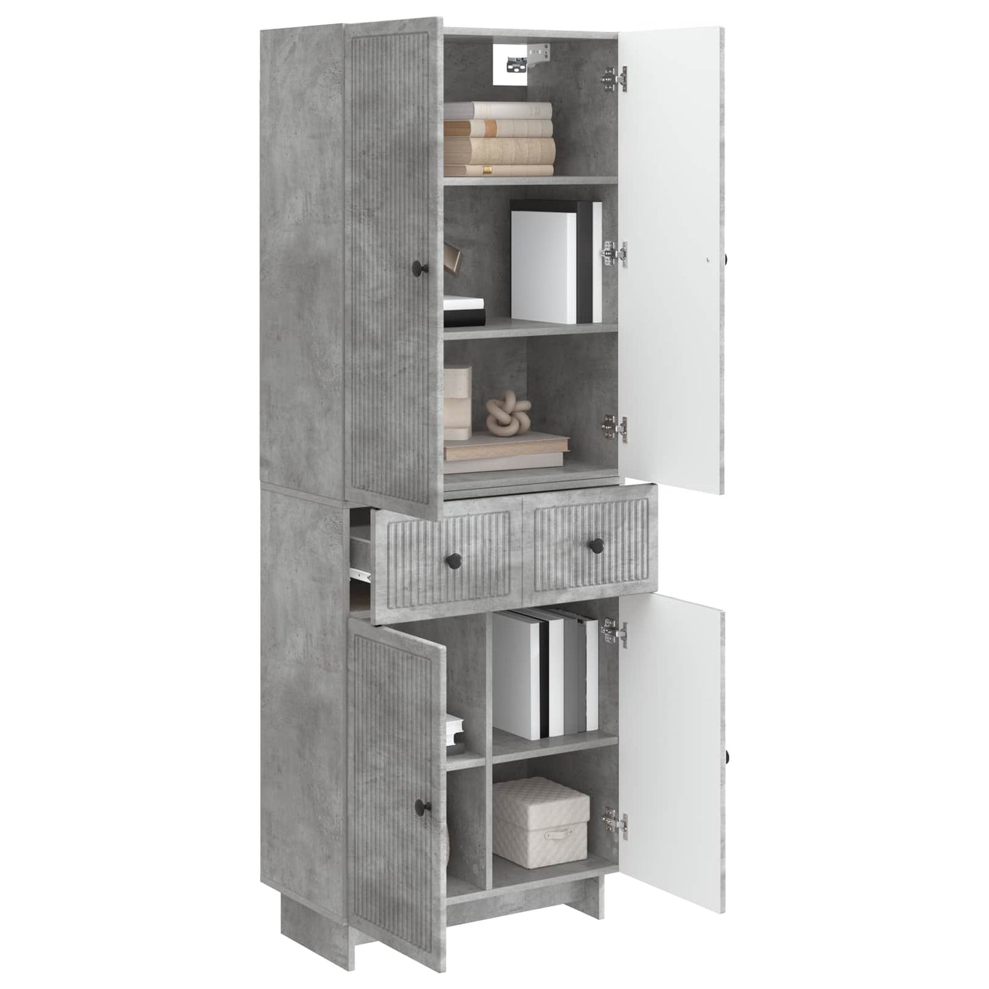 Schrankset 2 stk. Betongrau Holzwerkstoff