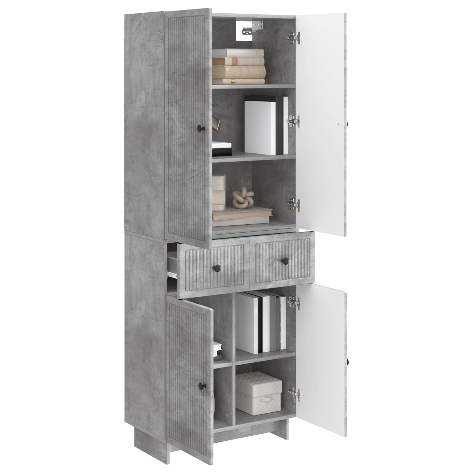Schrankset 2 stk. Betongrau Holzwerkstoff