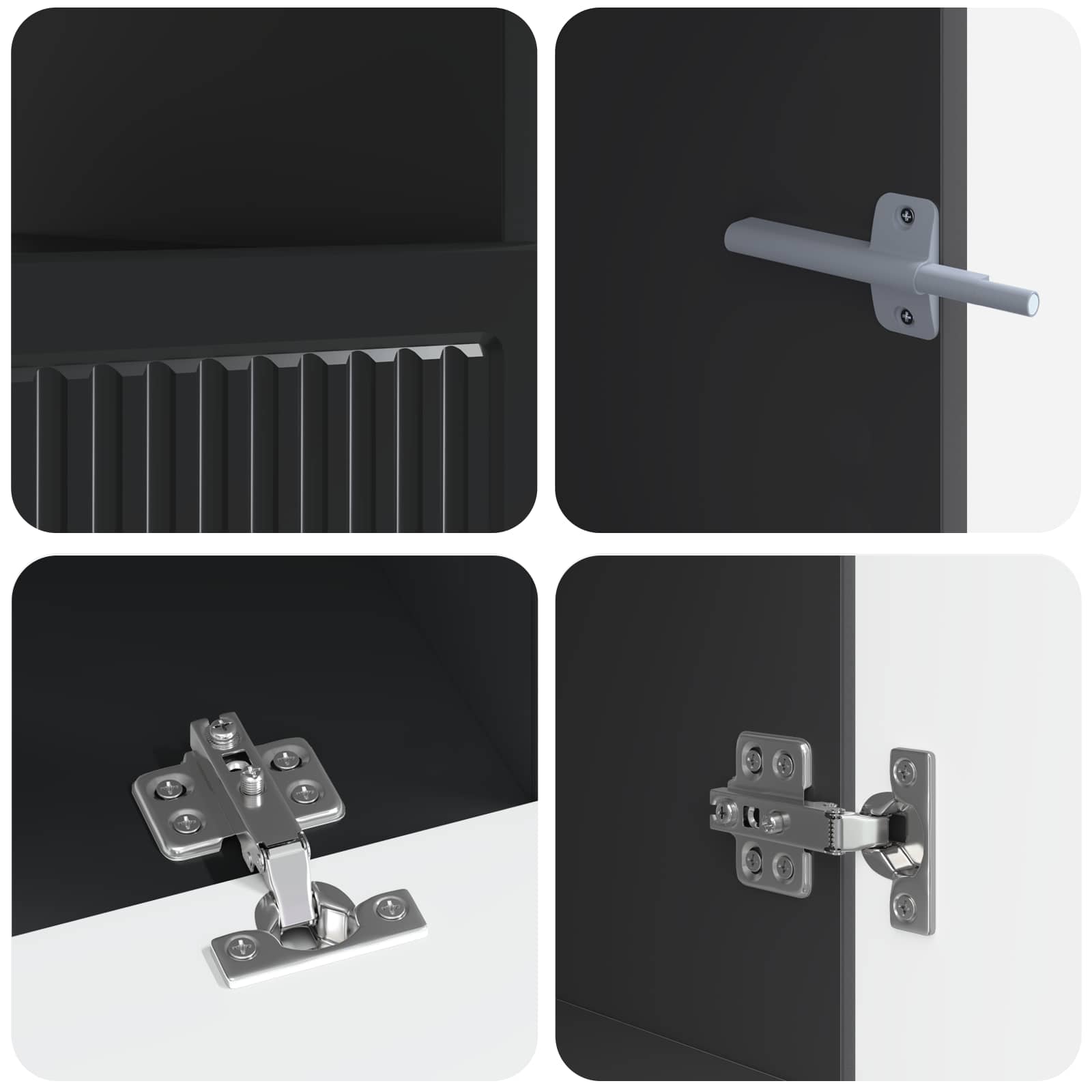 5-teiliges LED TV Schrank Schwarz Holzwerkstoff