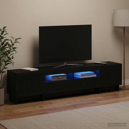 5-teiliges LED TV Schrank Schwarz Holzwerkstoff