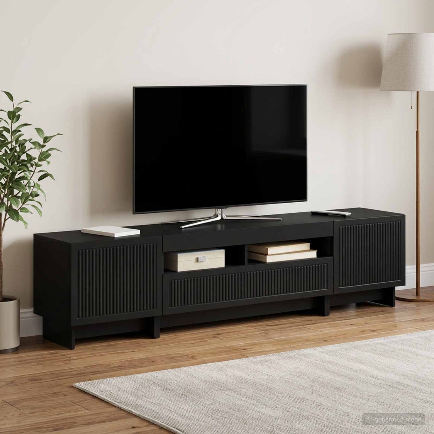 5-teiliges LED TV Schrank Schwarz Holzwerkstoff