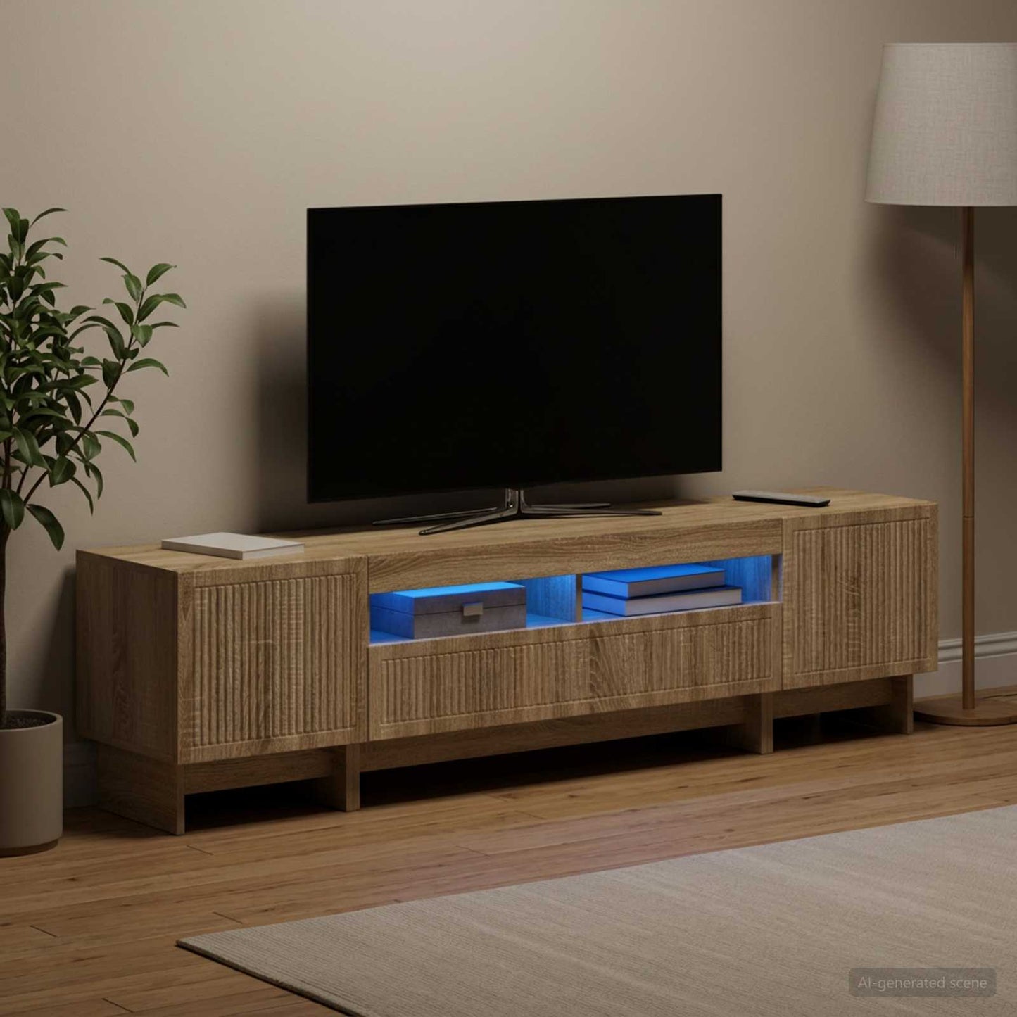 5-teiliges LED TV Schrank Sonoma-Eiche Holzwerkstoff