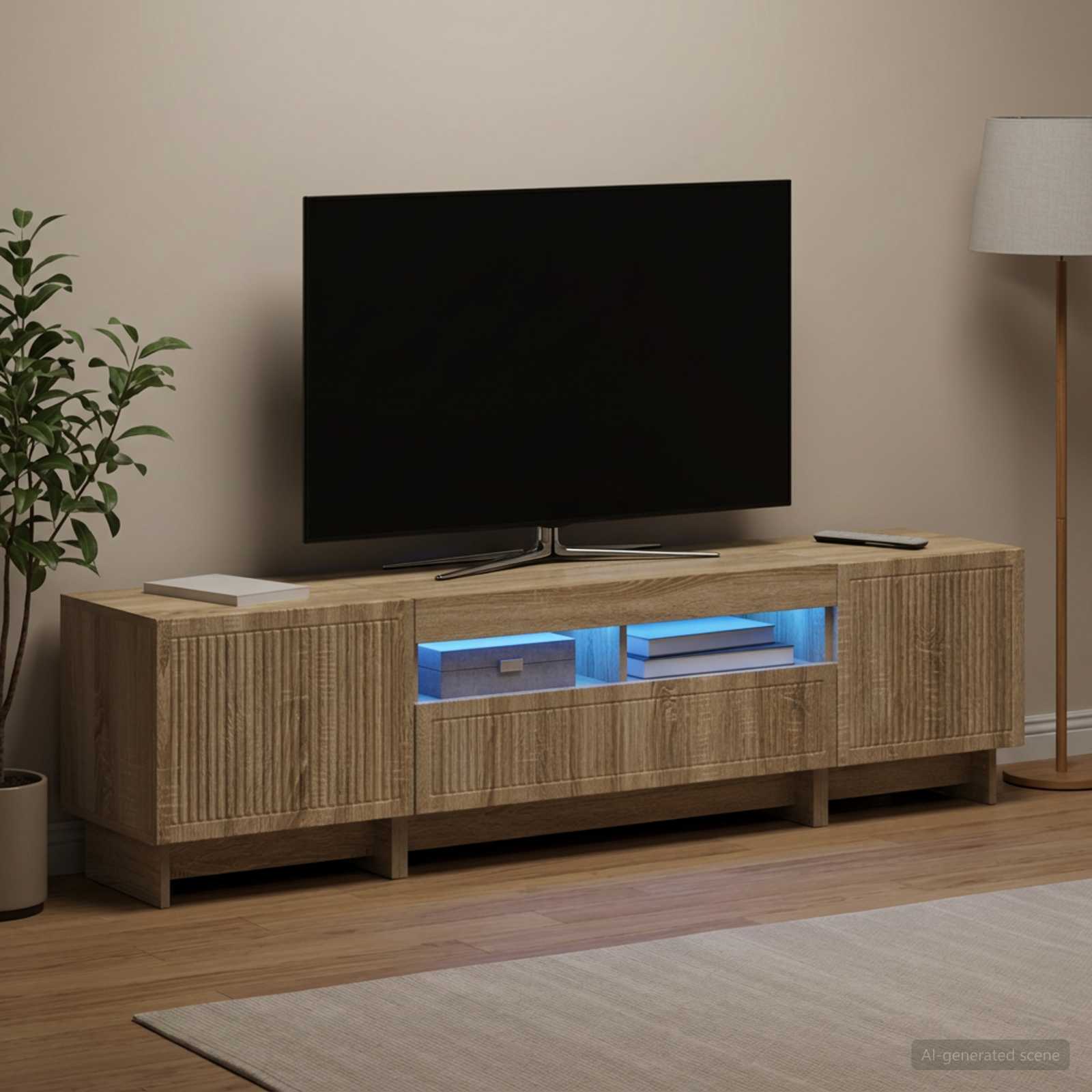 5-teiliges LED TV Schrank Sonoma-Eiche Holzwerkstoff