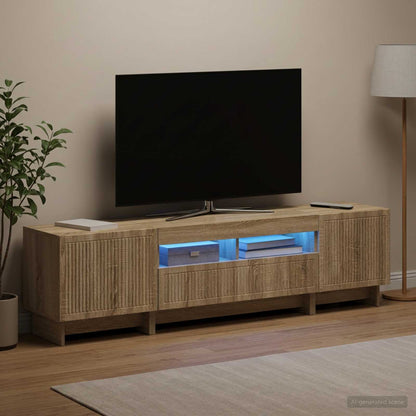 3-teiliges LED TV Regal EDE Sonoma-Eiche Holzwerkstoff