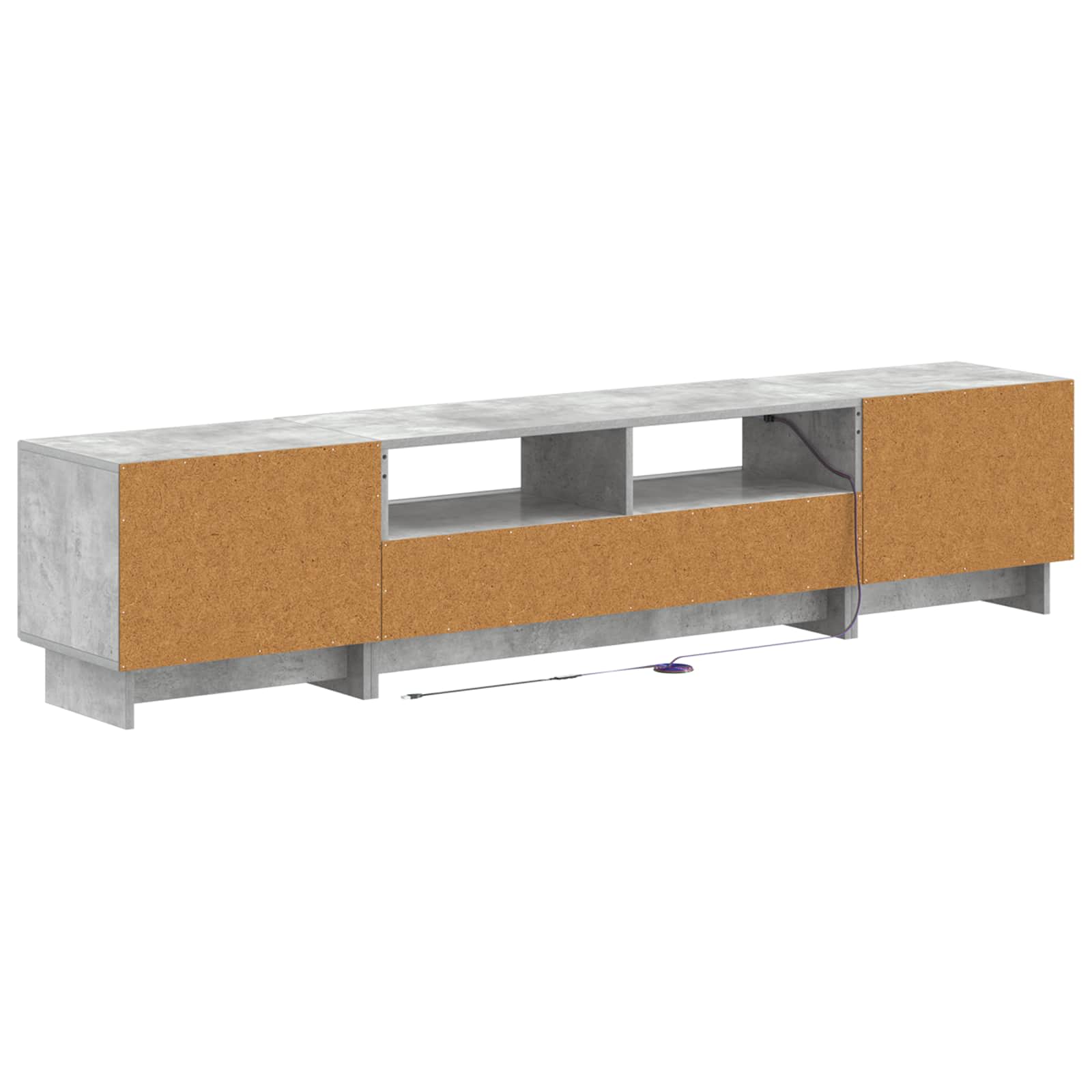 5-teiliges LED TV Schrank Betongrau Holzwerkstoff