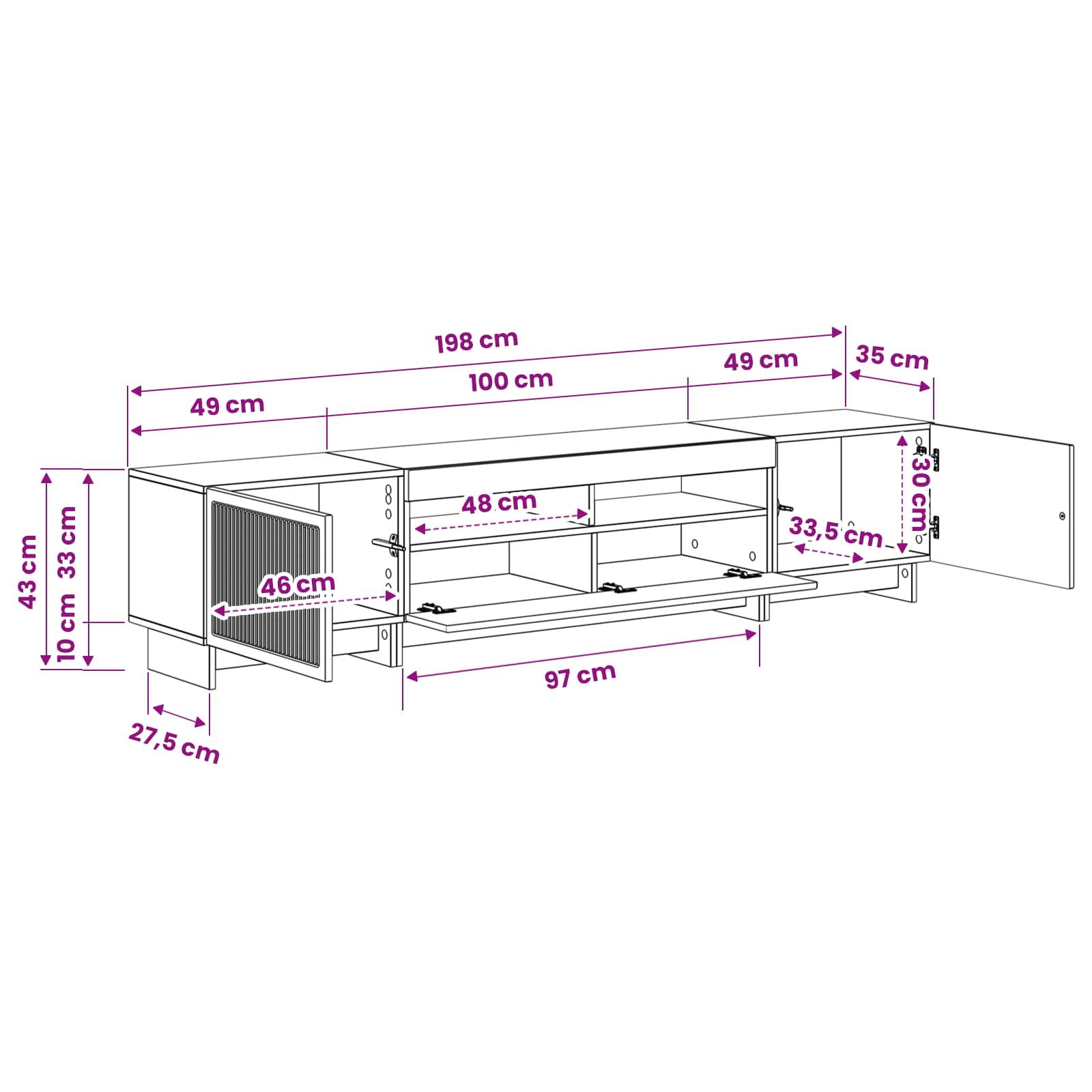 5-teiliges LED TV Schrank Betongrau Holzwerkstoff