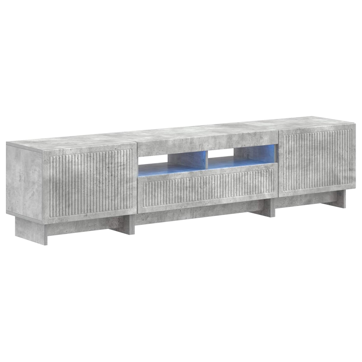 5-teiliges LED TV Schrank Betongrau Holzwerkstoff