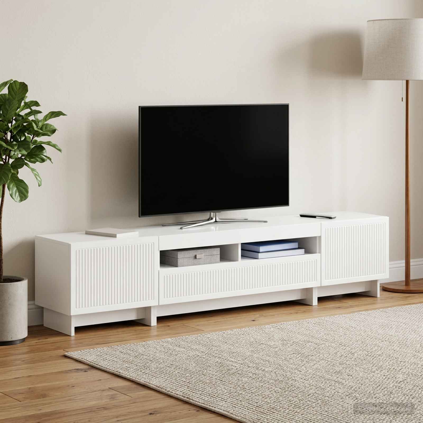 5-teiliges LED TV Schrank Hochglanz Weiß Holzwerkstoff