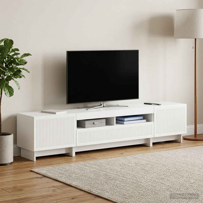 5-teiliges LED TV Schrank Hochglanz Weiß Holzwerkstoff