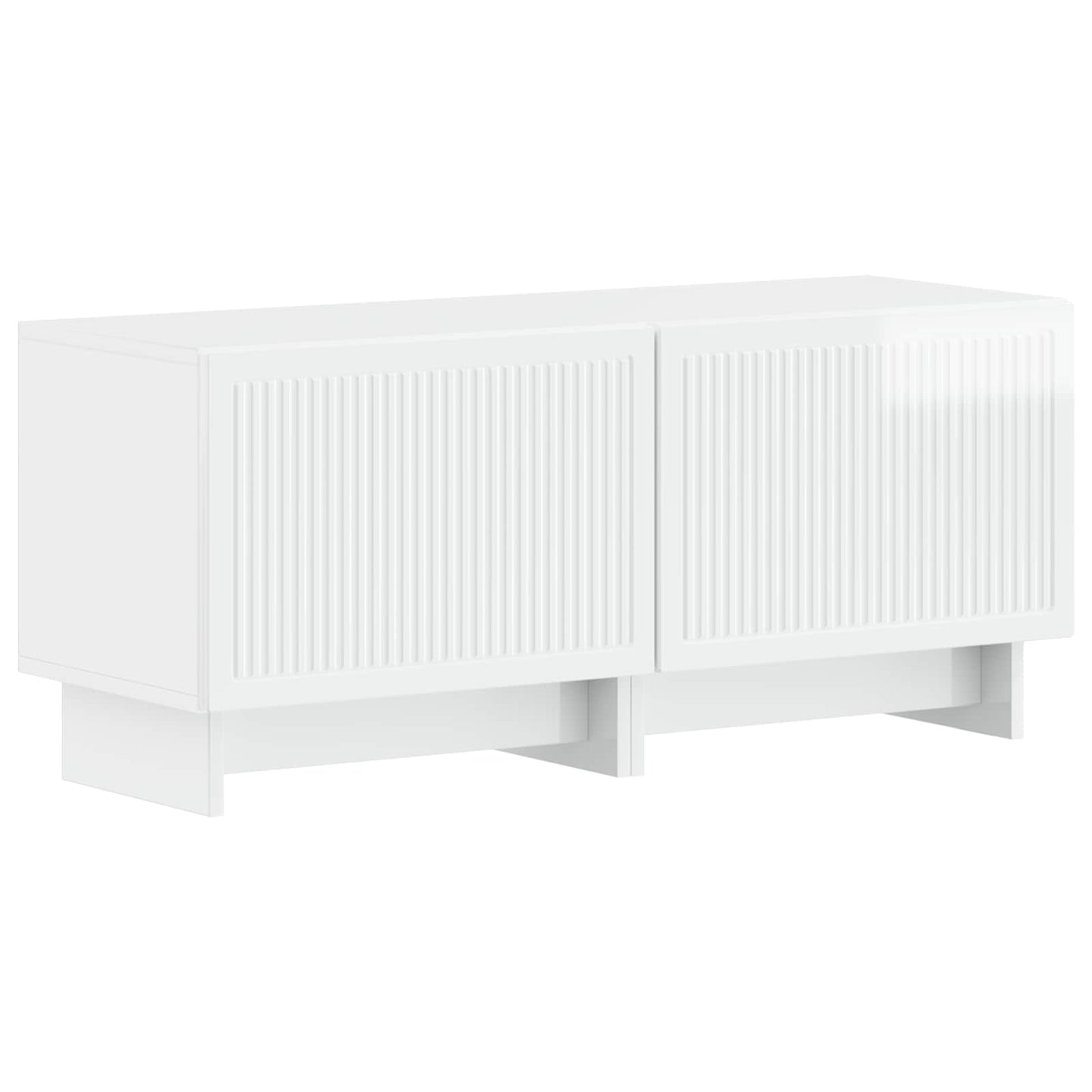 5-teiliges LED TV Schrank Hochglanz Weiß Holzwerkstoff