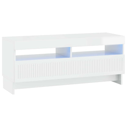 5-teiliges LED TV Schrank Hochglanz Weiß Holzwerkstoff