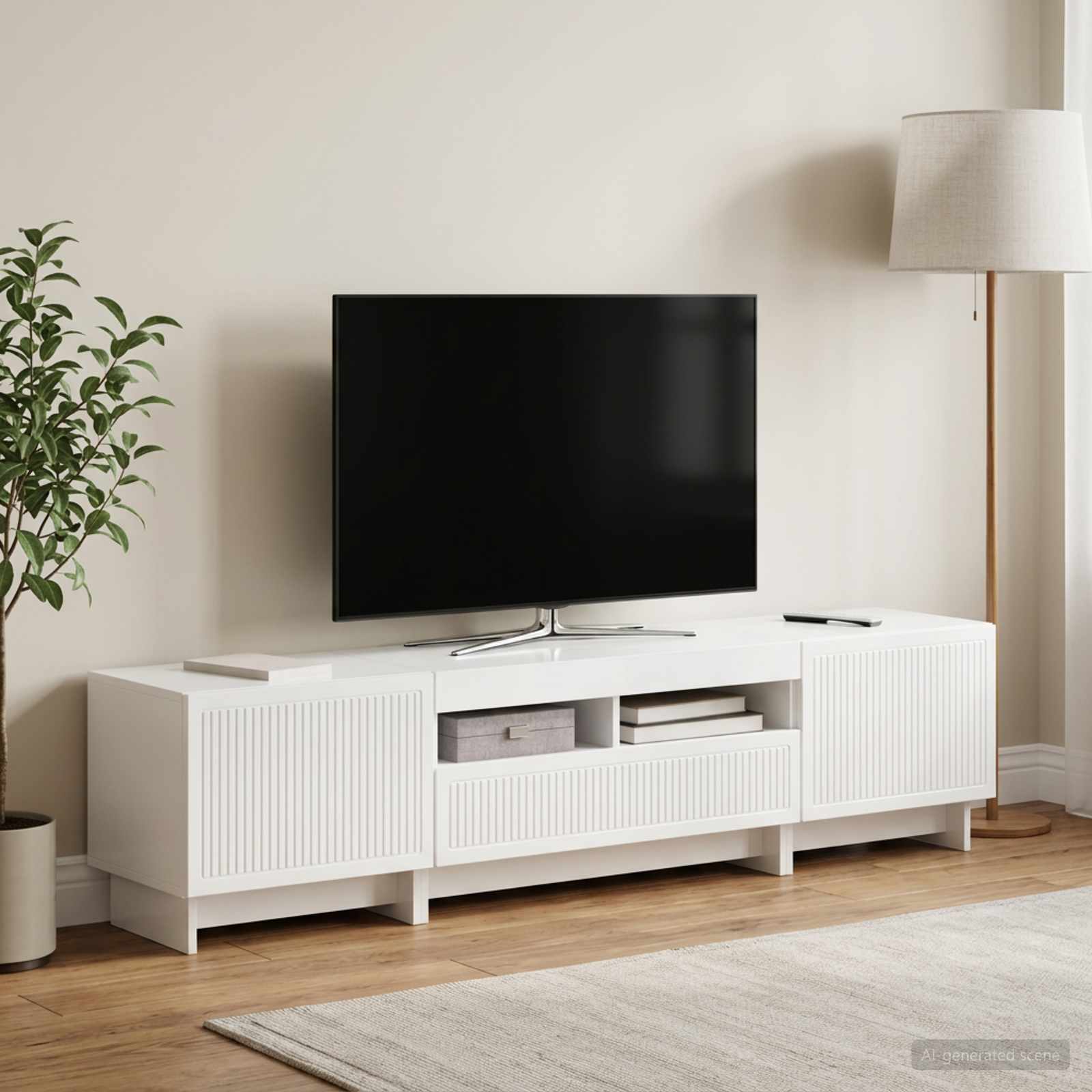 5-teiliges LED TV Schrank Hochglanz Weiß Holzwerkstoff
