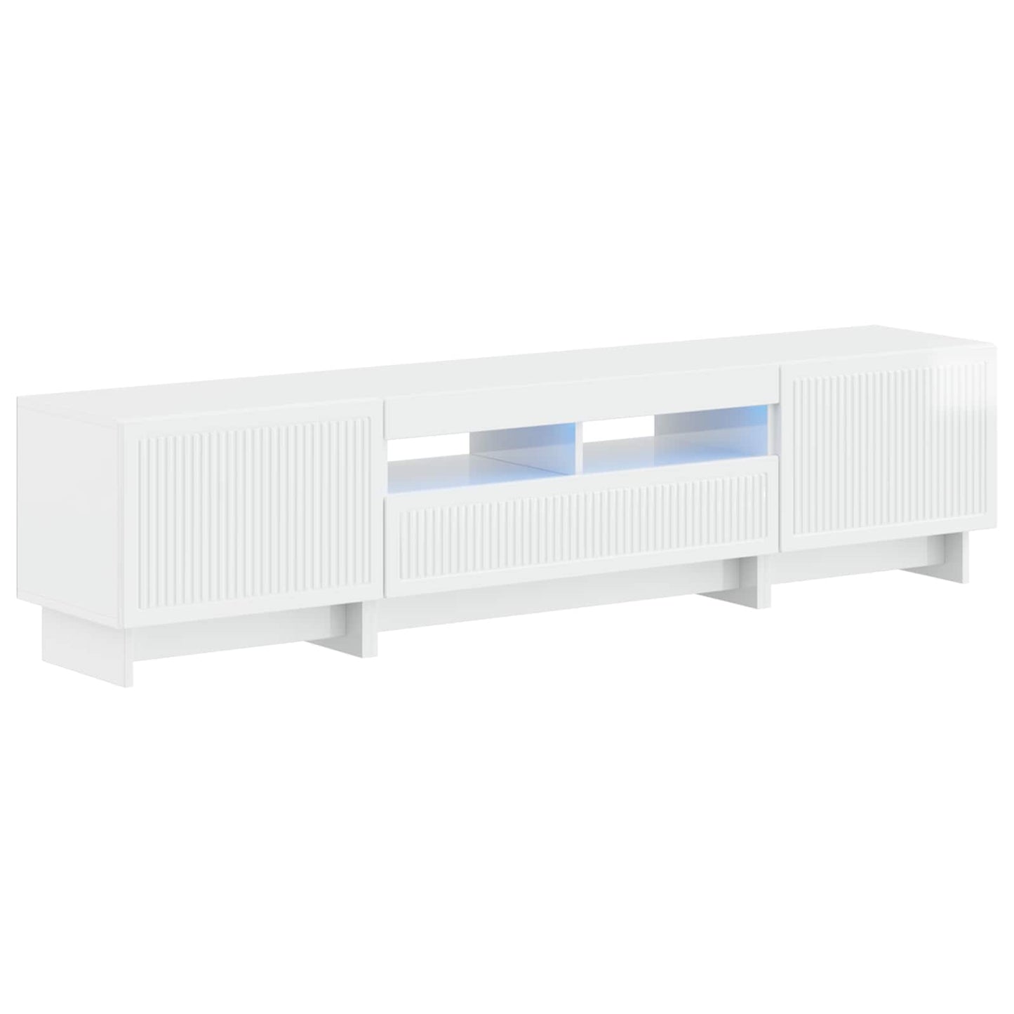 5-teiliges LED TV Schrank Hochglanz Weiß Holzwerkstoff