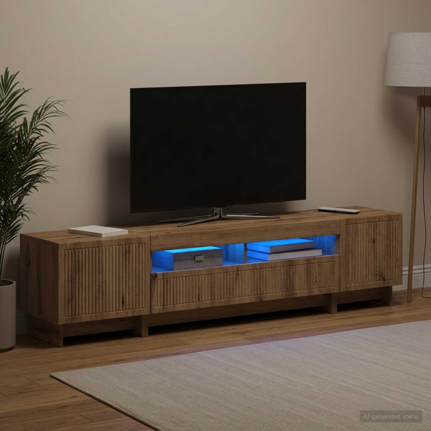 5-teiliges LED TV Schrank Artisan-Eiche Holzwerkstoff