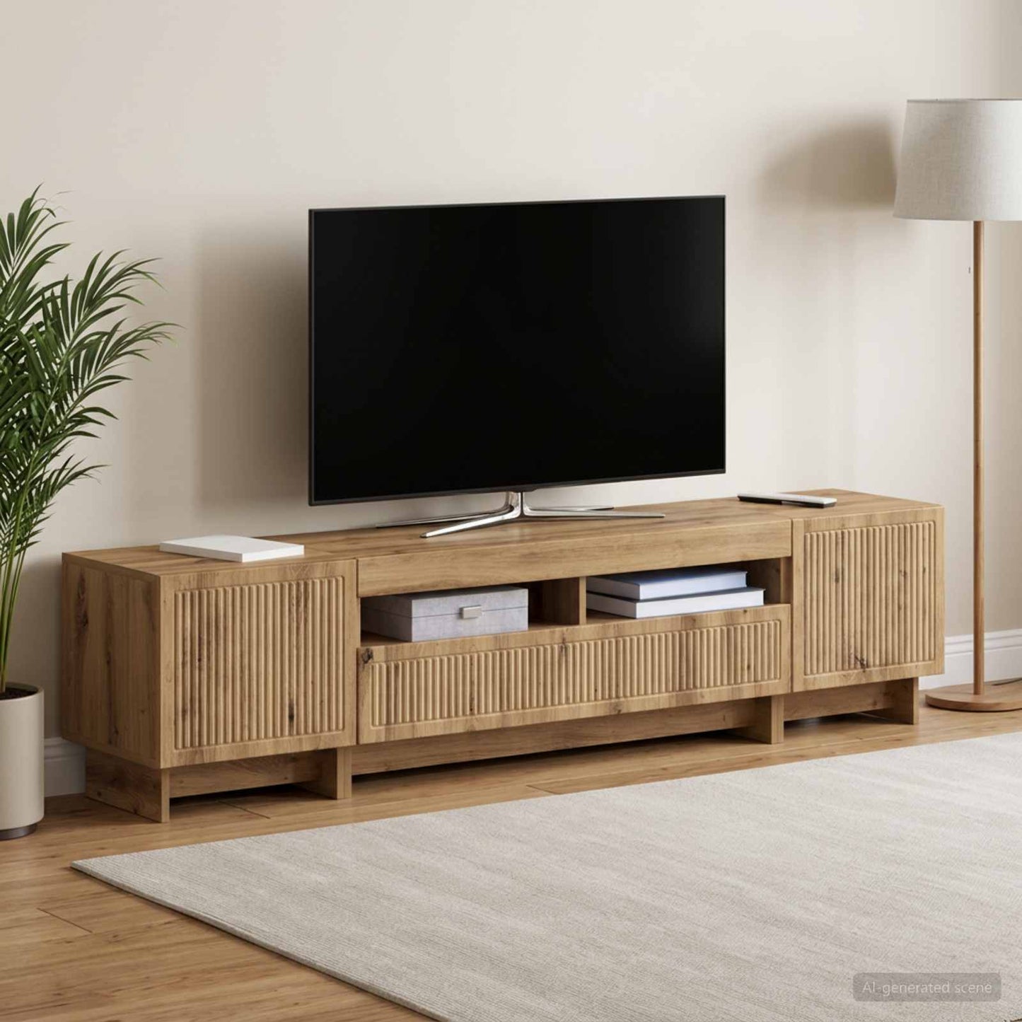 5-teiliges LED TV Schrank Artisan-Eiche Holzwerkstoff