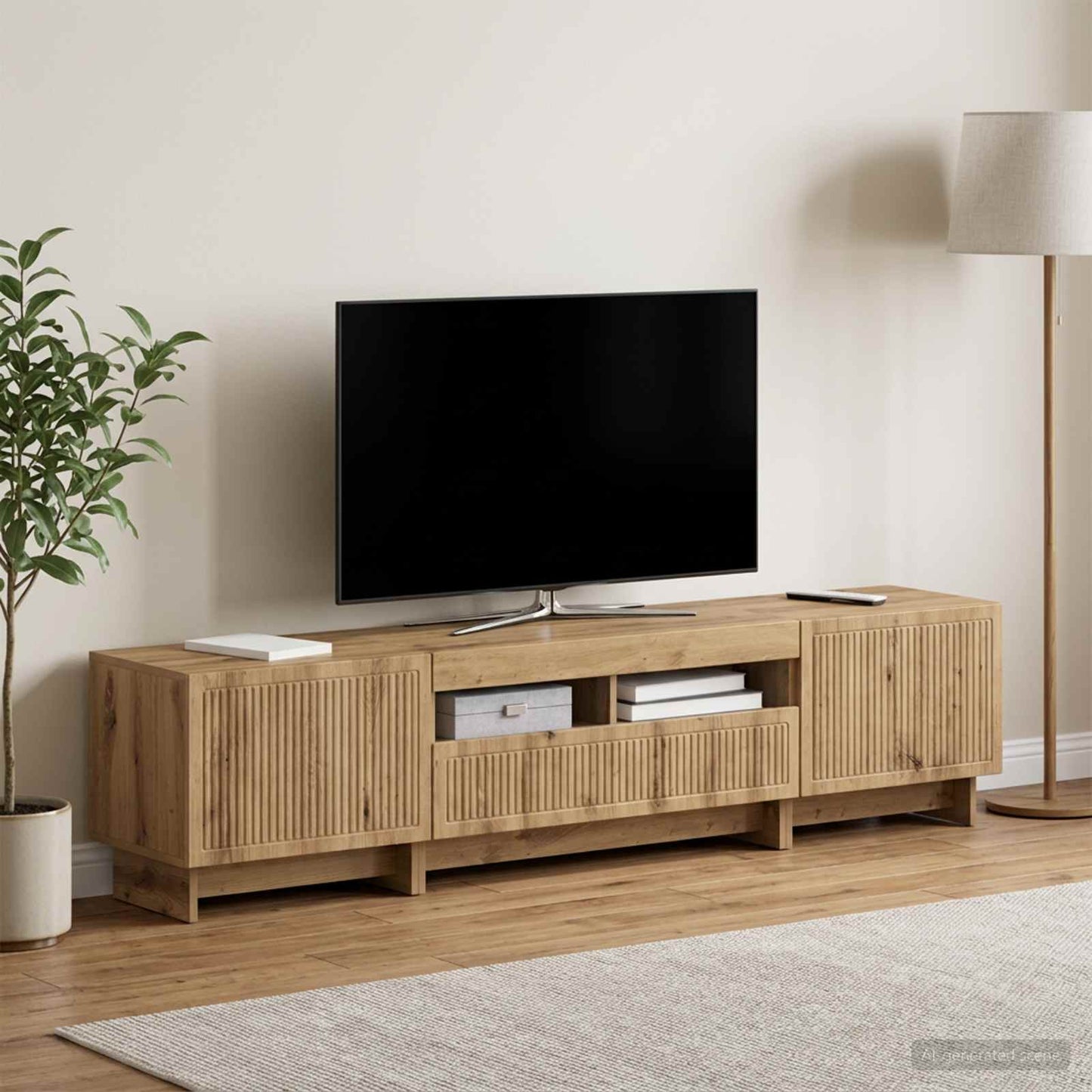 5-teiliges LED TV Schrank Artisan-Eiche Holzwerkstoff