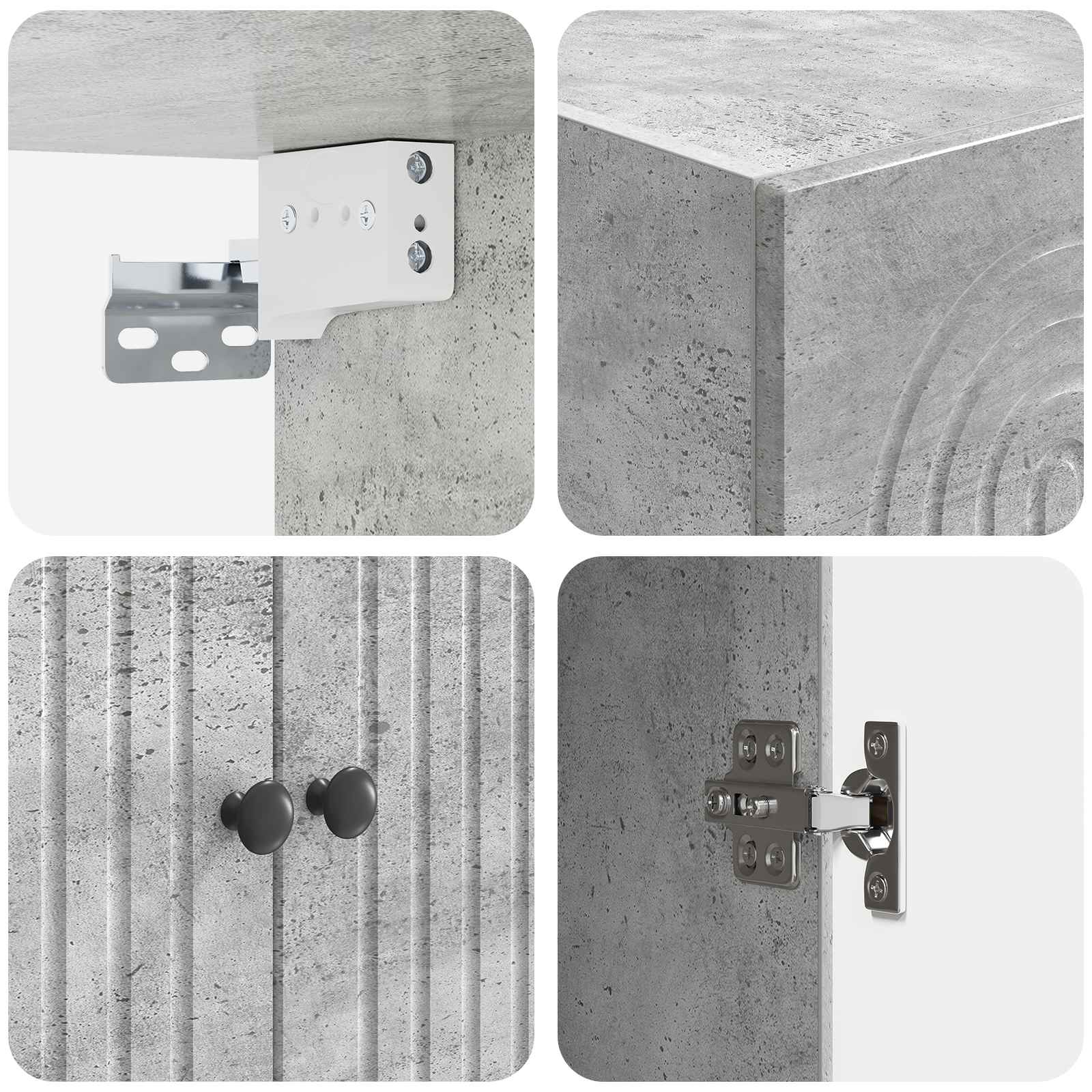 Schrankset 2 stk. Betongrau Holzwerkstoff