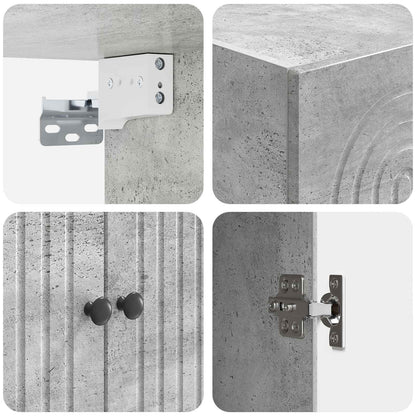 Schrankset 2 stk. Betongrau Holzwerkstoff