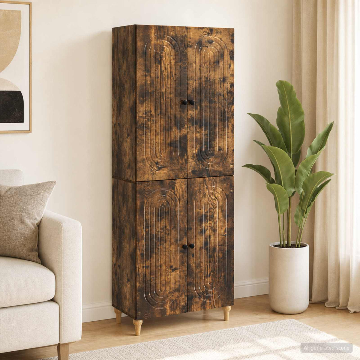 Schrankset 2 stk. Räuchereiche Holzwerkstoff