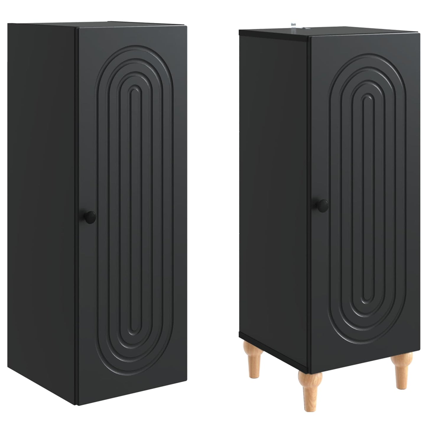 Schrankset 2 pcs Schwarz Holzwerkstoff