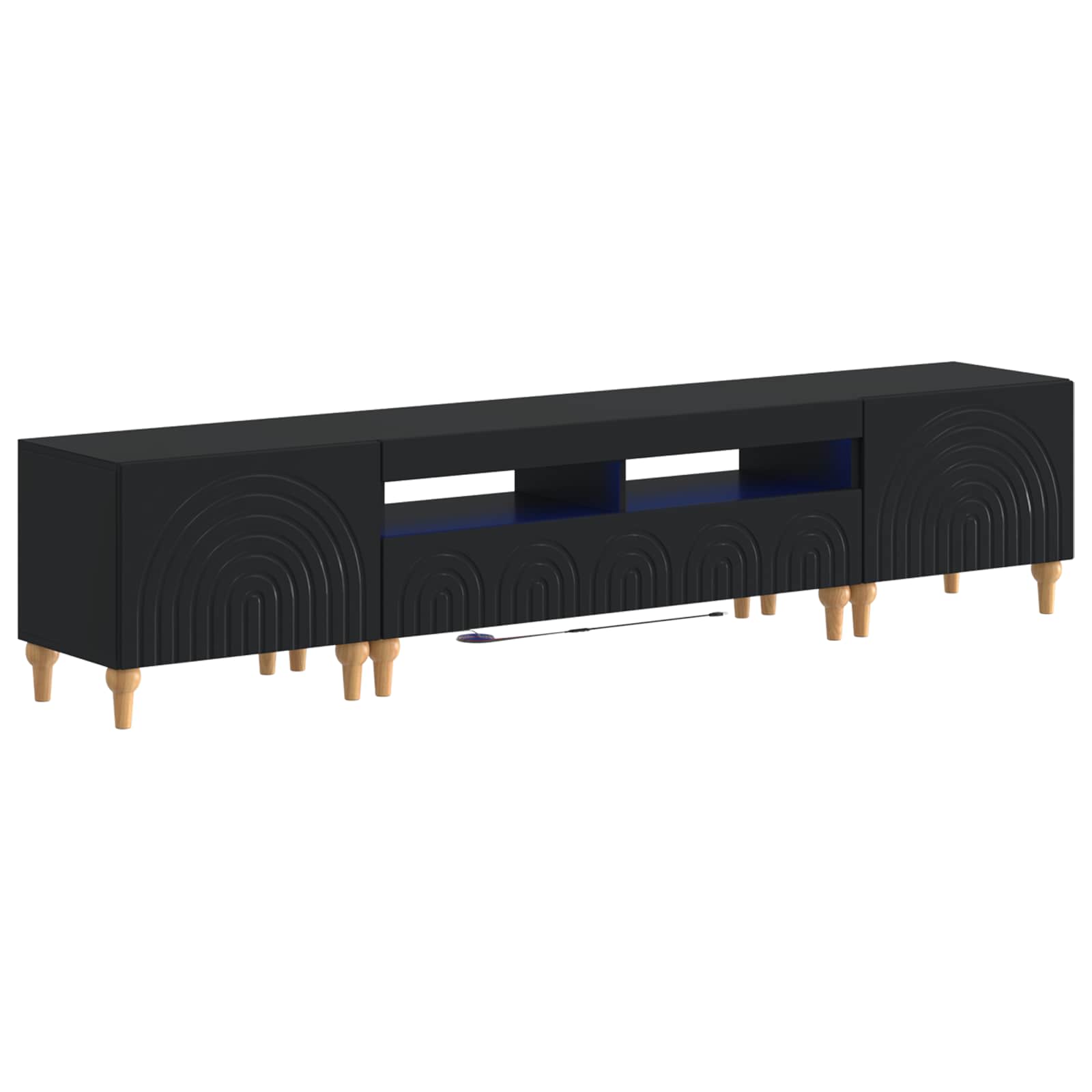 3-teiliges LED TV Regal Schwarz Holzwerkstoff