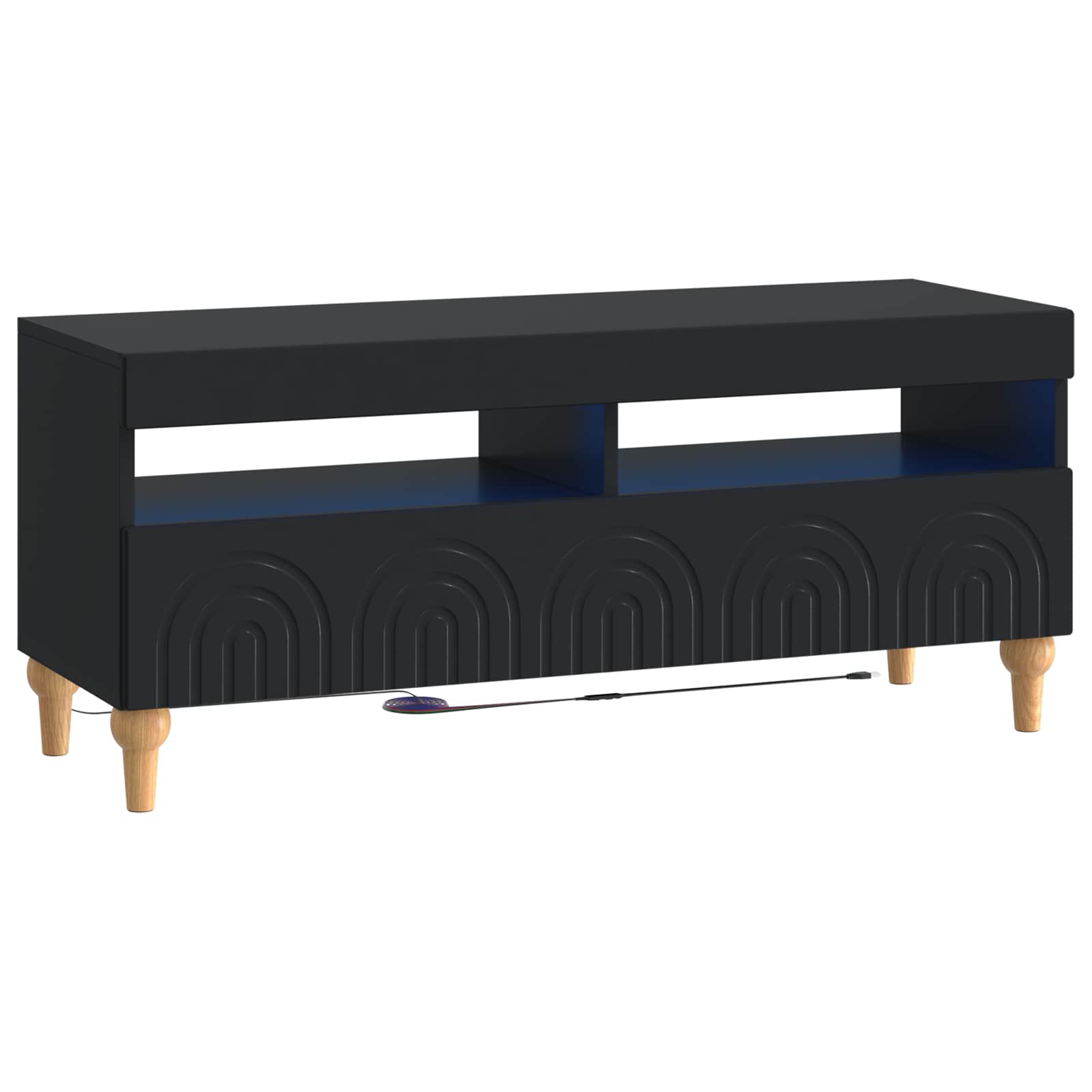 3-teiliges LED TV Regal Schwarz Holzwerkstoff