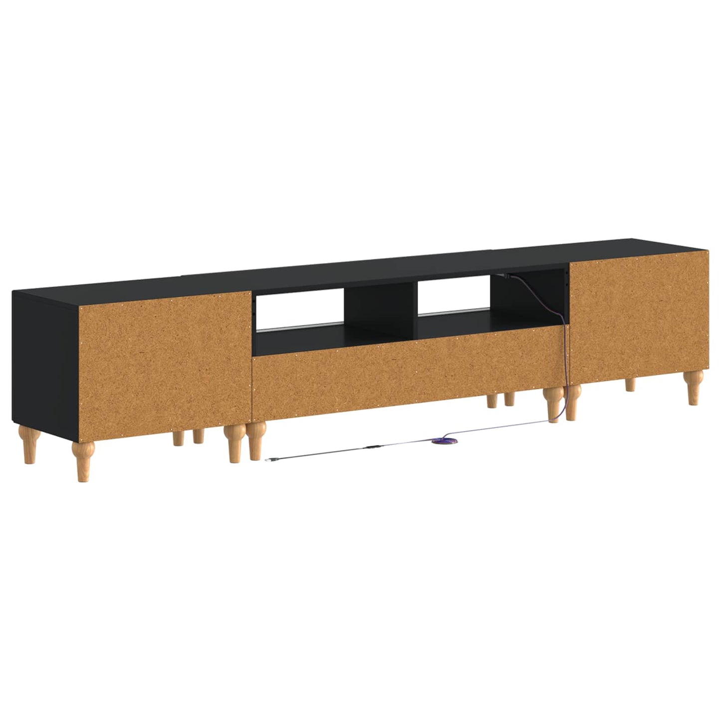3-teiliges LED TV Regal Schwarz Holzwerkstoff