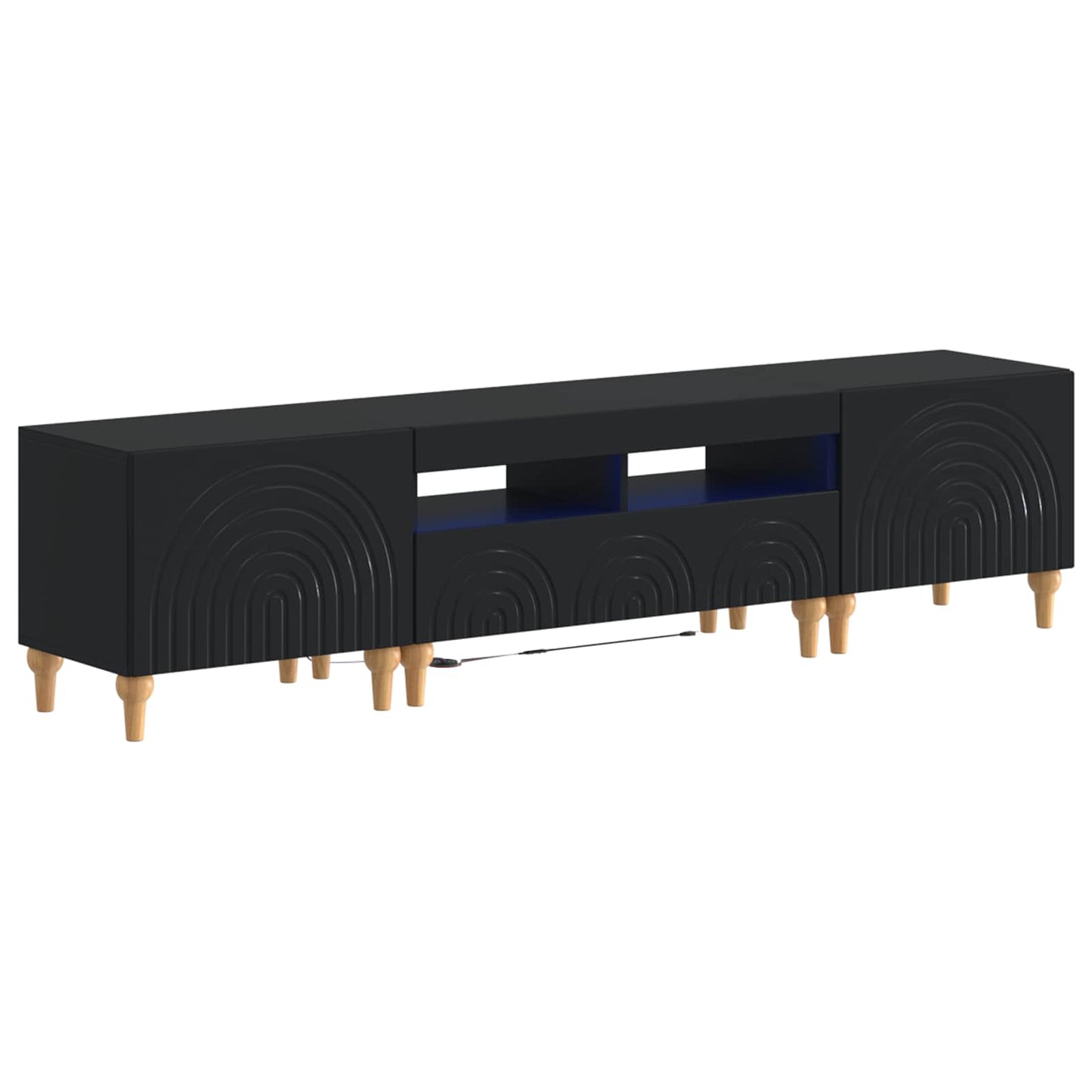 3-teiliges LED TV Regal Schwarz Holzwerkstoff