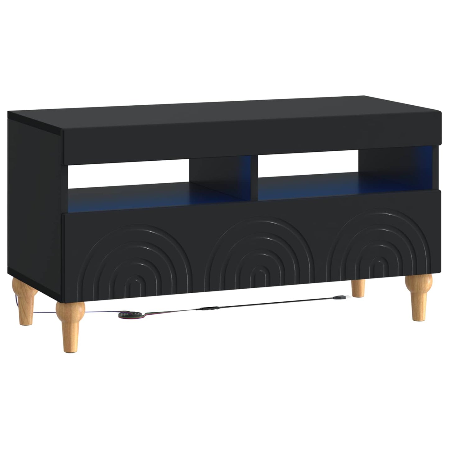 3-teiliges LED TV Regal Schwarz Holzwerkstoff