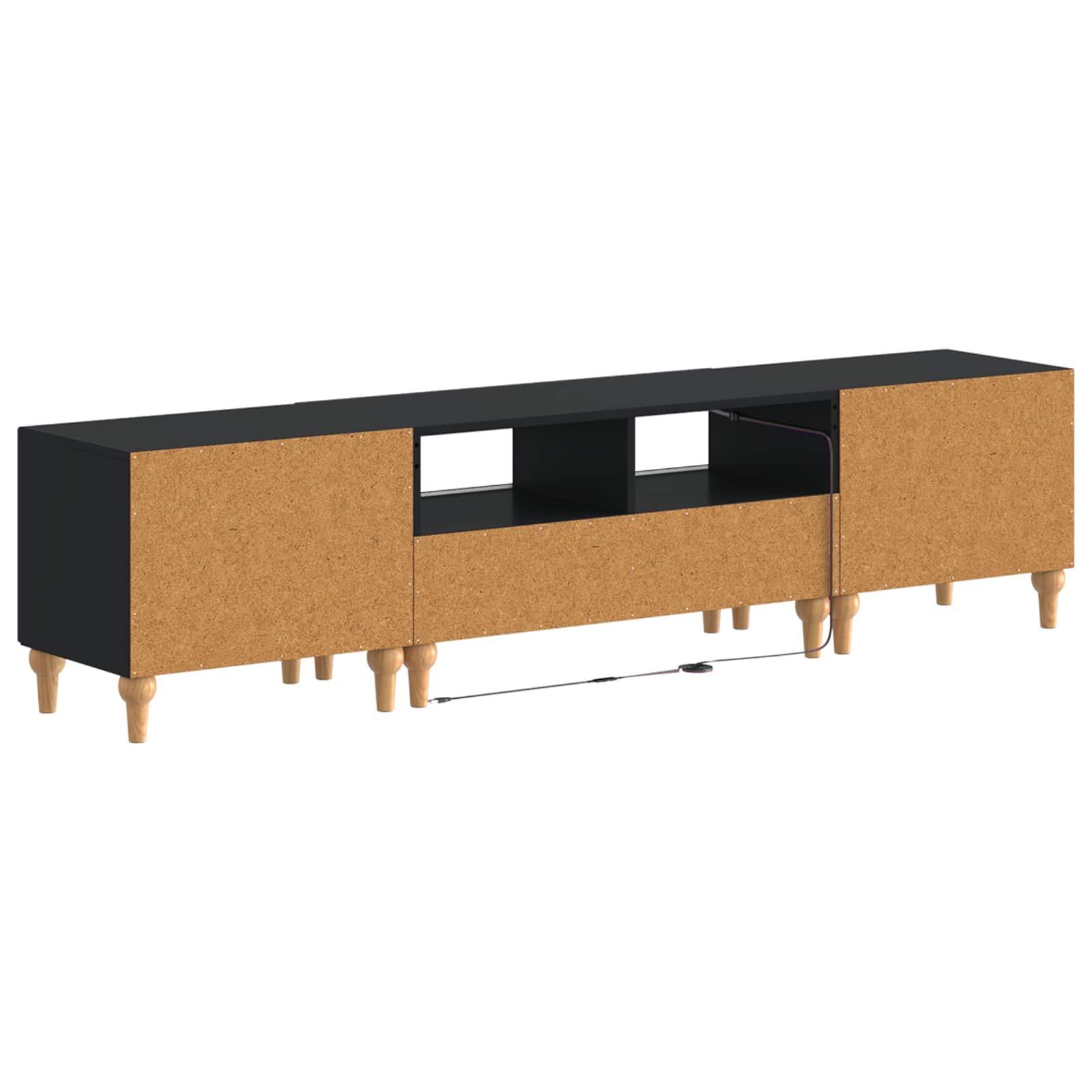 3-teiliges LED TV Regal Schwarz Holzwerkstoff