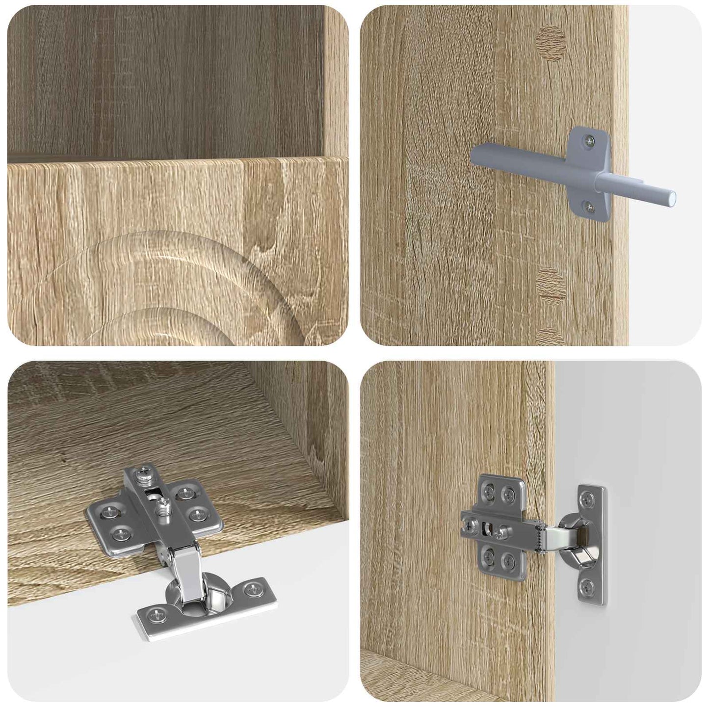 3-teiliges LED TV Regal Sonoma-Eiche Holzwerkstoff