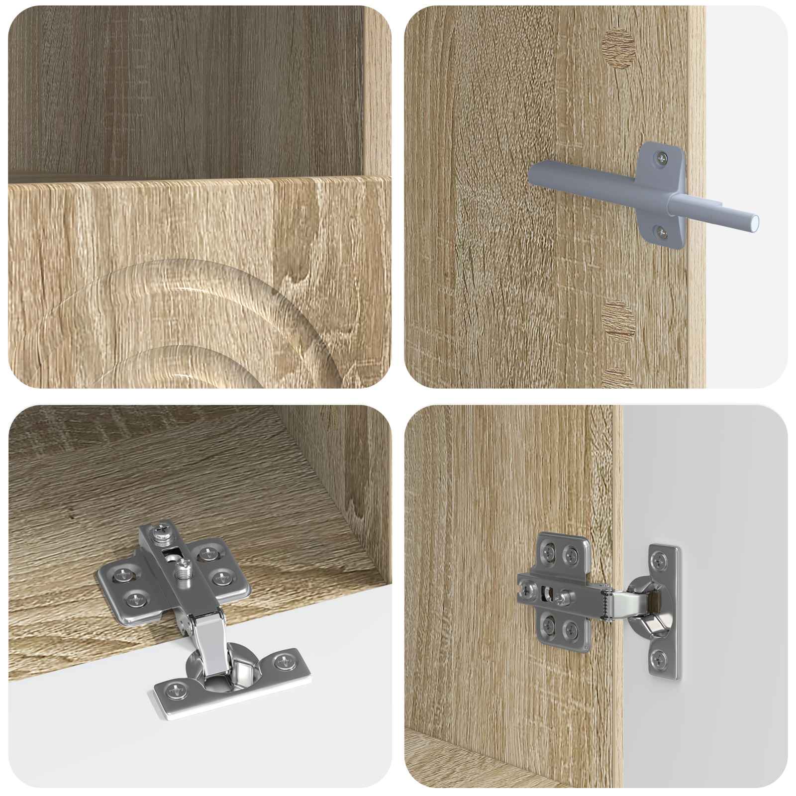 3-teiliges LED TV Regal Sonoma-Eiche Holzwerkstoff