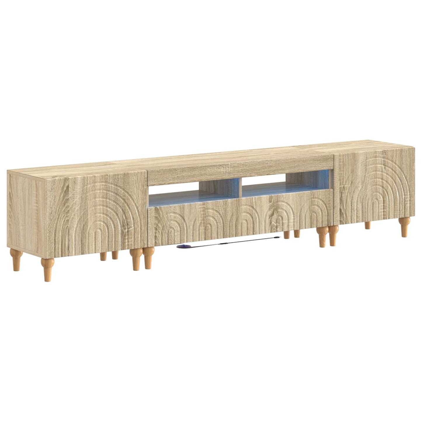 3-teiliges LED TV Regal Sonoma-Eiche Holzwerkstoff