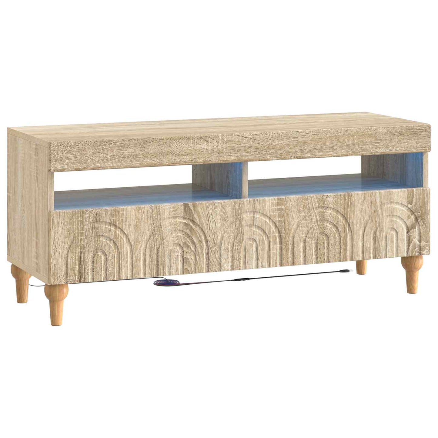 3-teiliges LED TV Regal Sonoma-Eiche Holzwerkstoff