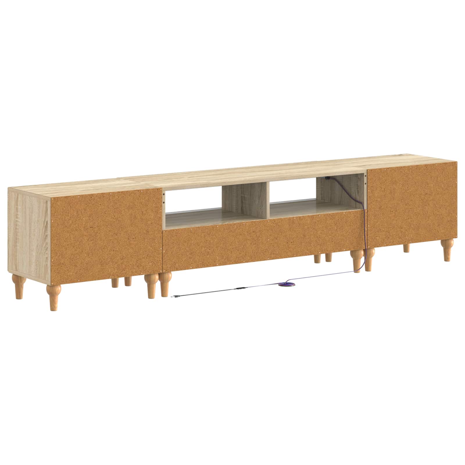3-teiliges LED TV Regal Sonoma-Eiche Holzwerkstoff